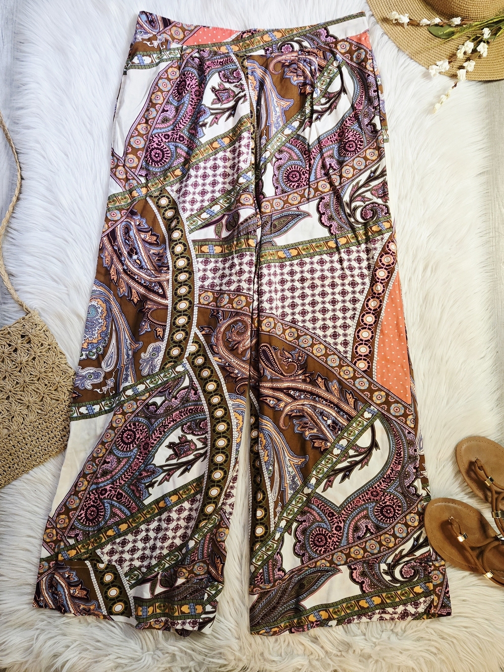 Boho Paisley Wide-Leg Pants
